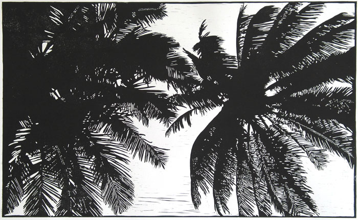 Palmen | Linolschnitt | Arbeiten | Silvia Götz